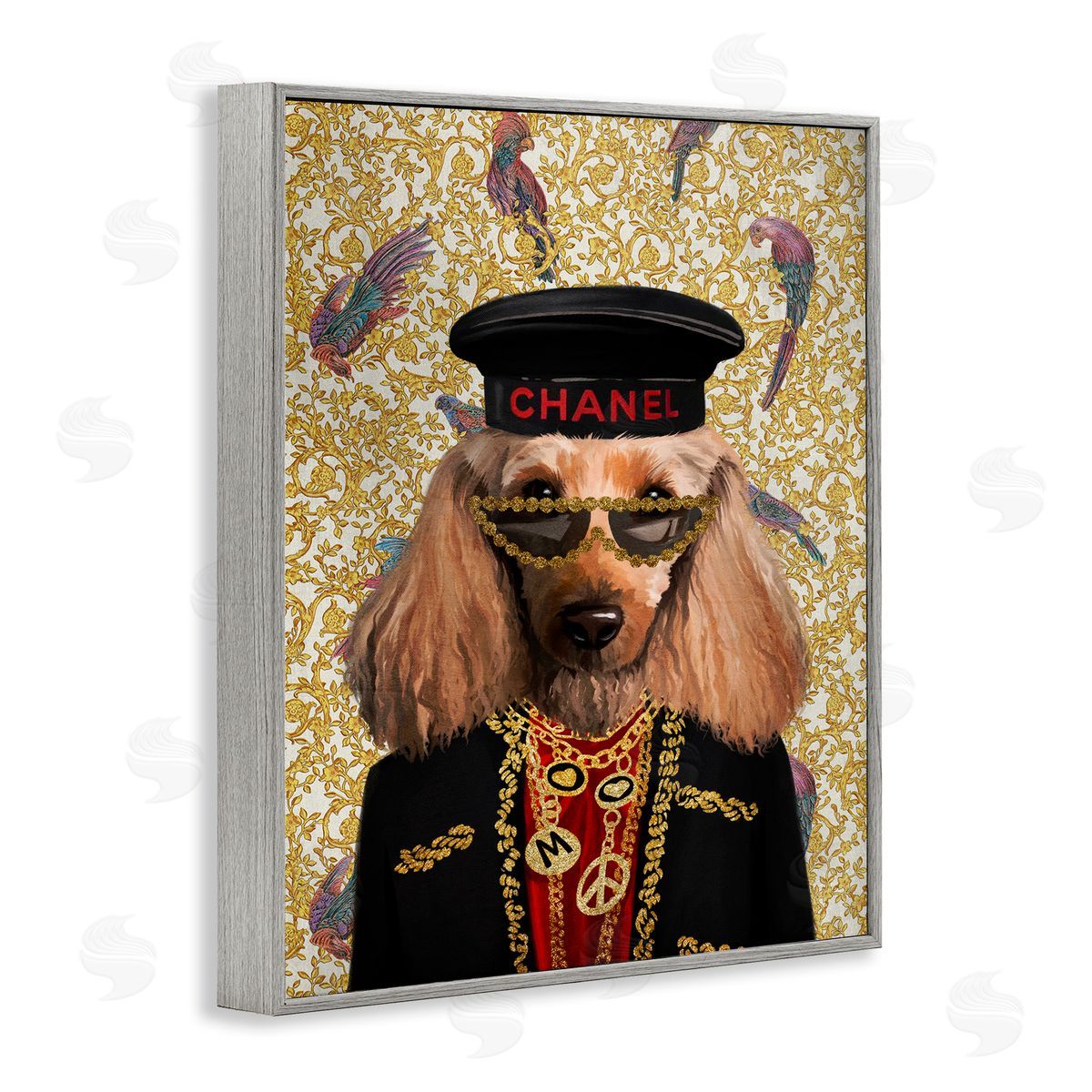 Fashion Brand Dog Grey Frame Print Wall Art, Home Decor by Svetlana Aleynikova