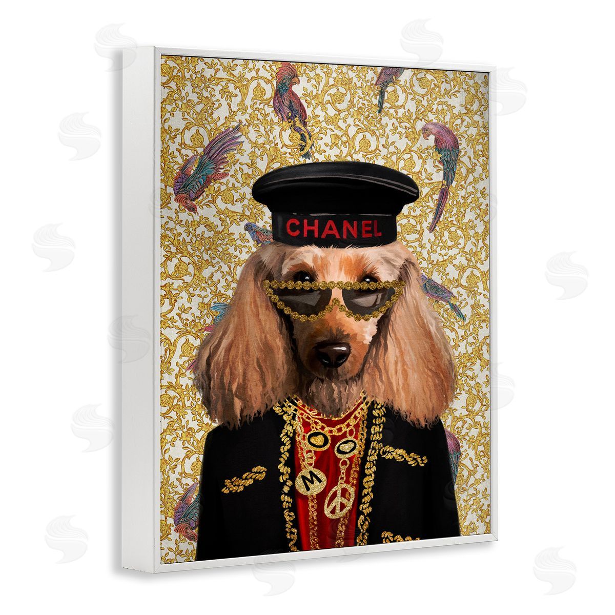 Fashion Brand Dog White Frame Print Wall Art, Home Decor by Svetlana Aleynikova
