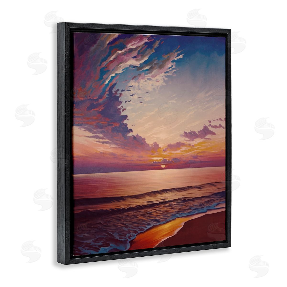 Fabulous Sunset at Beach Black Floating Frame Canvas Wall Art, Home Decor by Svetlana Aleynikova