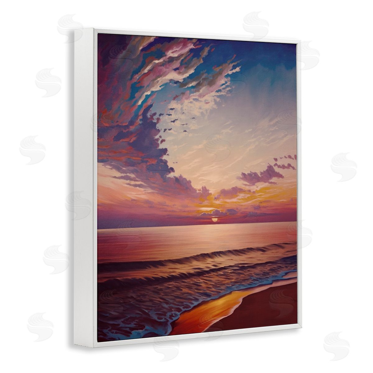 Fabulous Sunset at Beach White Frame Print Wall Art, Home Decor by Svetlana Aleynikova