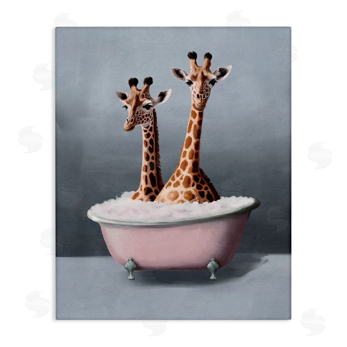 Giraffe Pair in Tub Canvas Wall Art, Home Decor by Svetlana Aleynikova