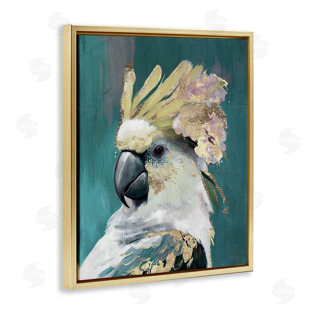 Cockatoo with Gold Accents Gold Floating Frame Canvas Wall Art, Home Decor by Svetlana Aleynikova
