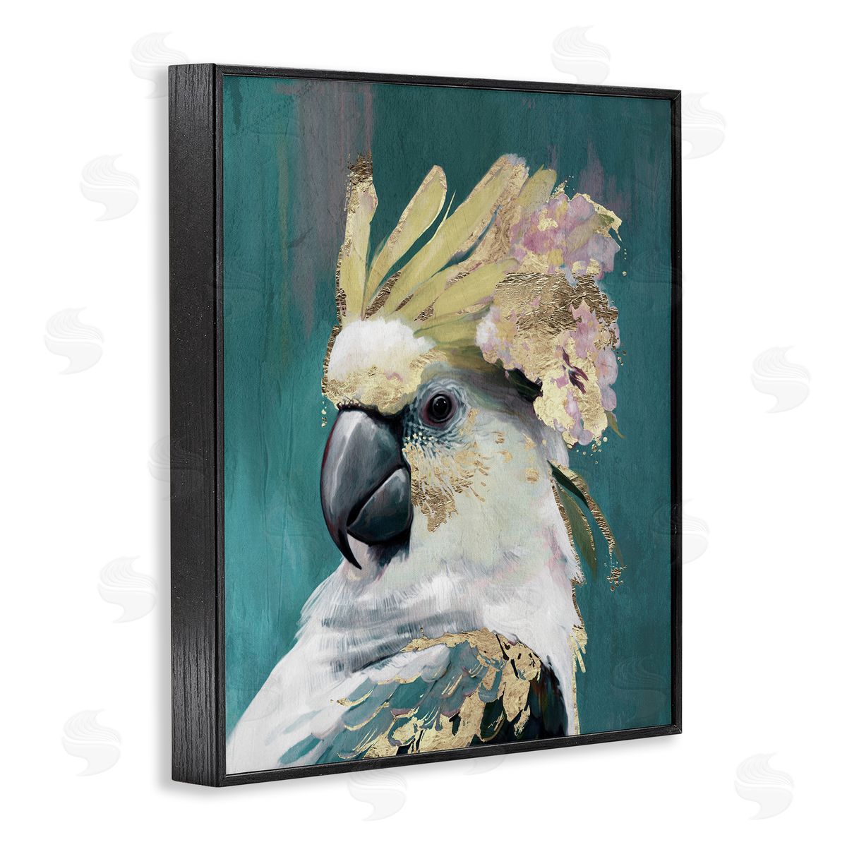 Cockatoo with Gold Accents Black Frame Print Wall Art, Home Decor by Svetlana Aleynikova