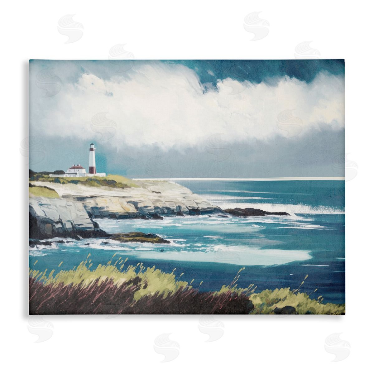 Windswept Lighthouse Grasses Canvas Wall Art, Home Decor by Svetlana Aleynikova