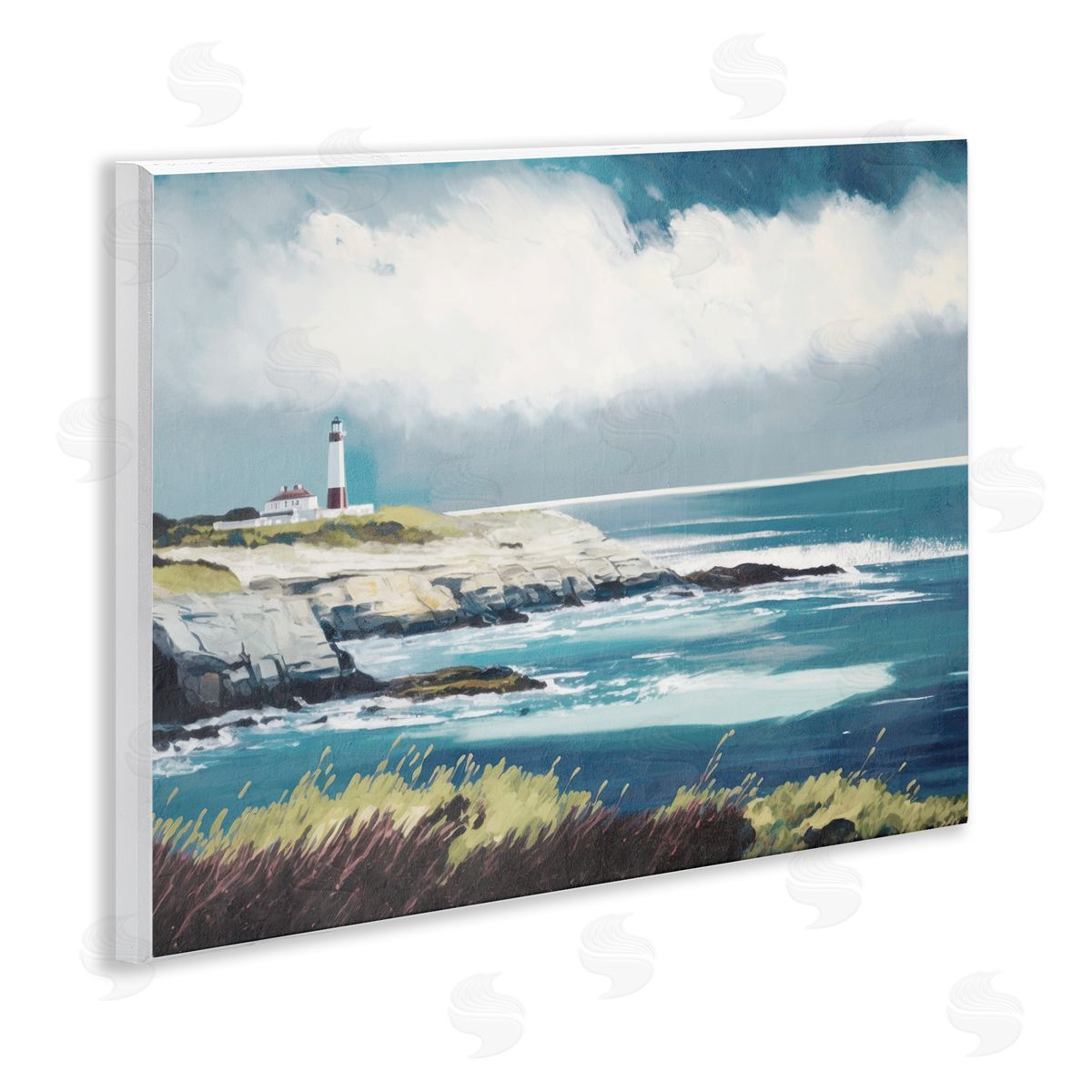 Windswept Lighthouse Grasses Wood Plaque Wall Art, Home Decor by Svetlana Aleynikova