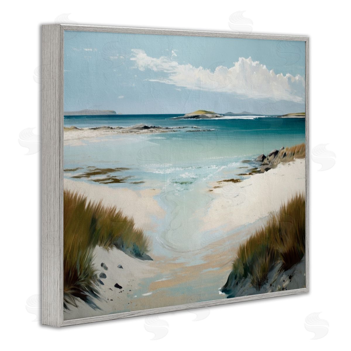 River Tide Seascape Grey Frame Print Wall Art, Home Decor by Svetlana Aleynikova