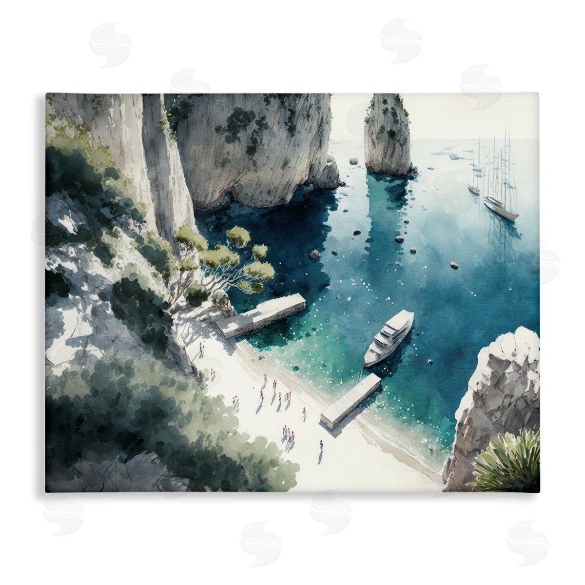 Boats on Rocky Shore Canvas Wall Art, Home Decor by Svetlana Aleynikova