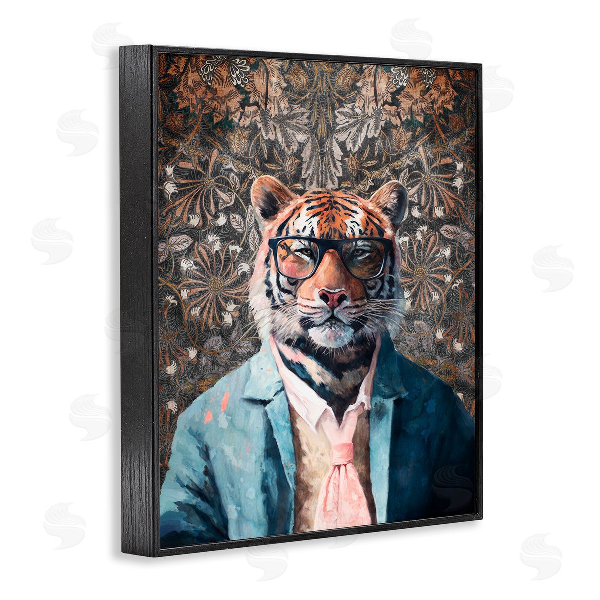 Stylish Tiger in Glasses Black Frame Print Wall Art, Home Decor by Svetlana Aleynikova