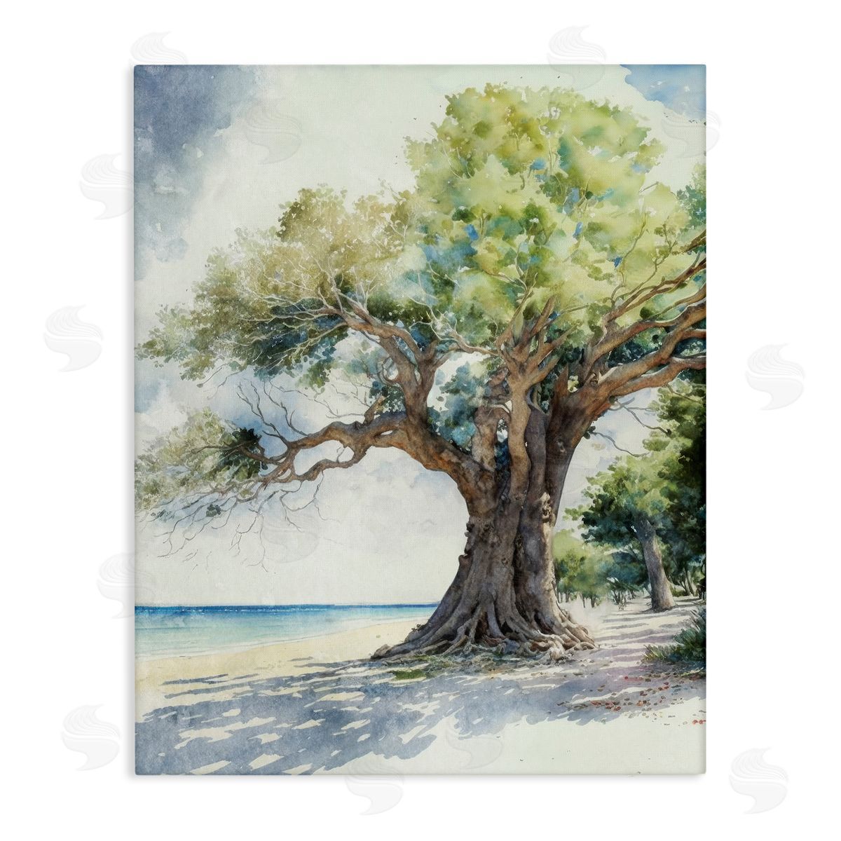 Watercolor Tree on Shore Canvas Wall Art, Home Decor by Svetlana Aleynikova
