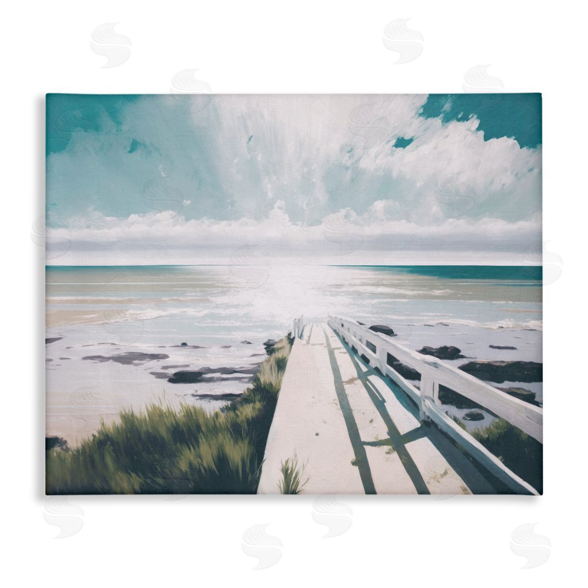 White Bridge to Shore Canvas Wall Art, Home Decor by Svetlana Aleynikova