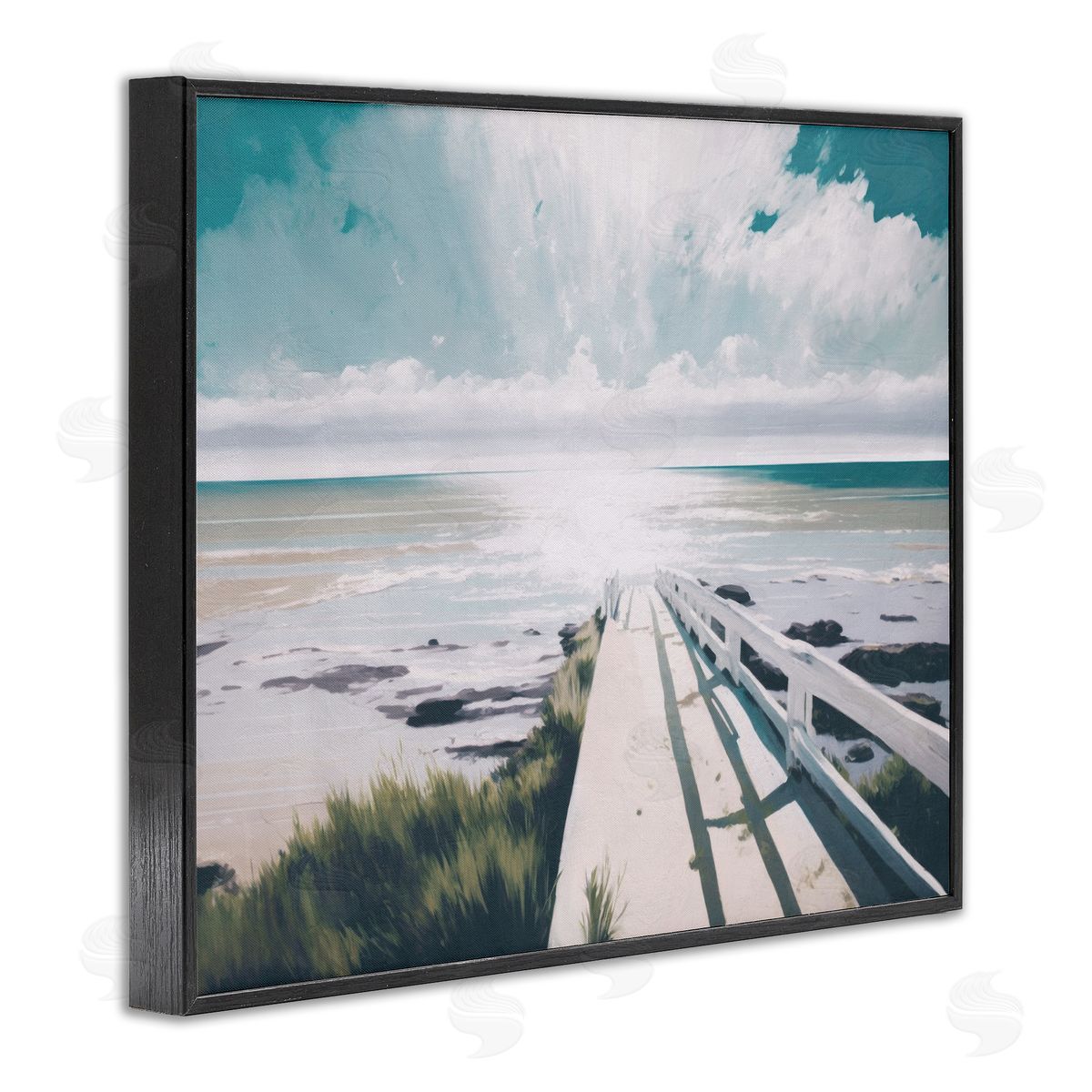 White Bridge to Shore Black Frame Print Wall Art, Home Decor by Svetlana Aleynikova