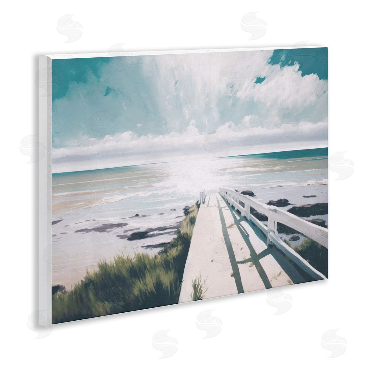 White Bridge to Shore Wood Plaque Wall Art, Home Decor by Svetlana Aleynikova