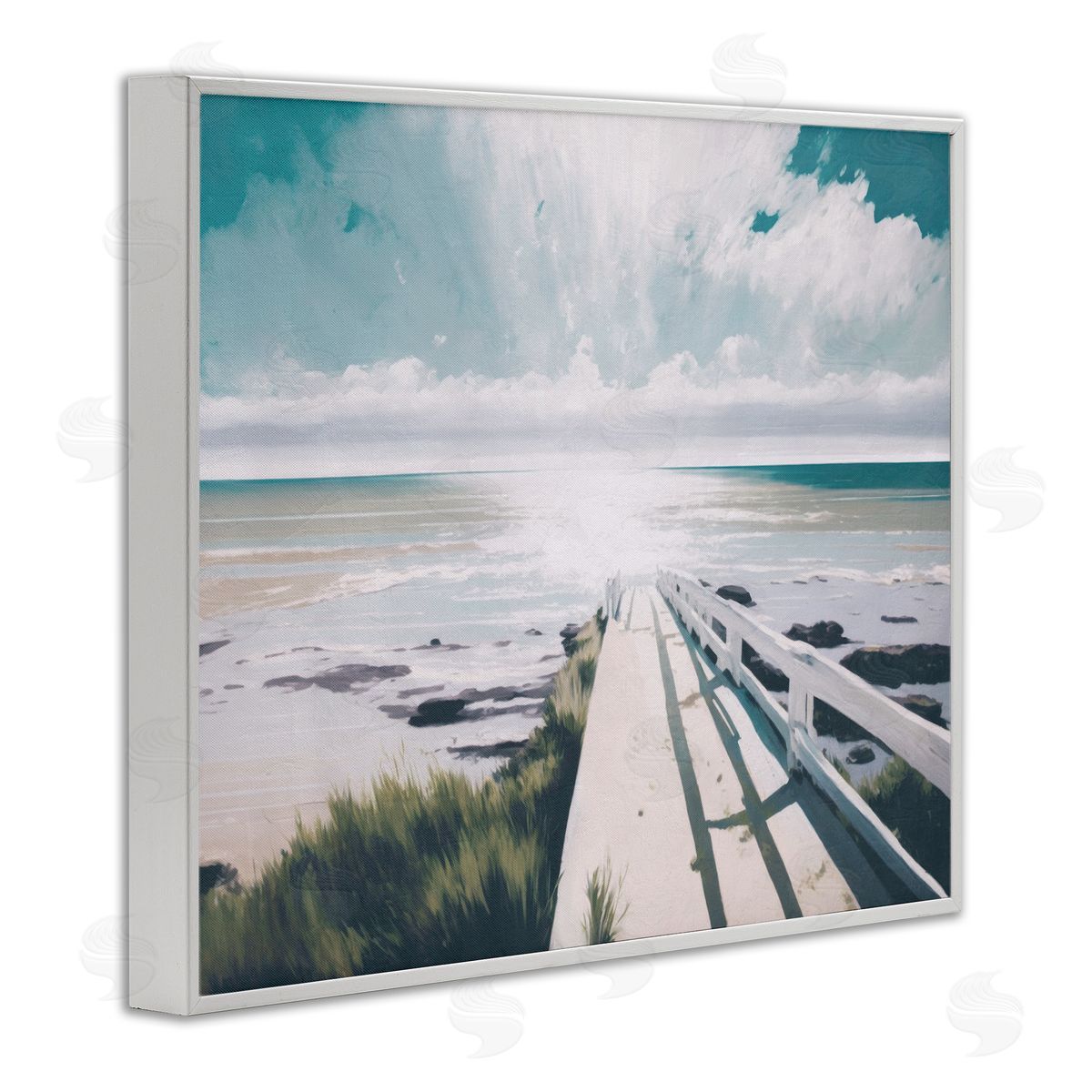 White Bridge to Shore White Frame Print Wall Art, Home Decor by Svetlana Aleynikova