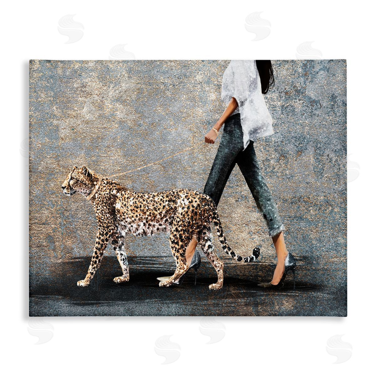 Trendy Woman with Leopard Canvas Wall Art, Home Decor by Svetlana Aleynikova
