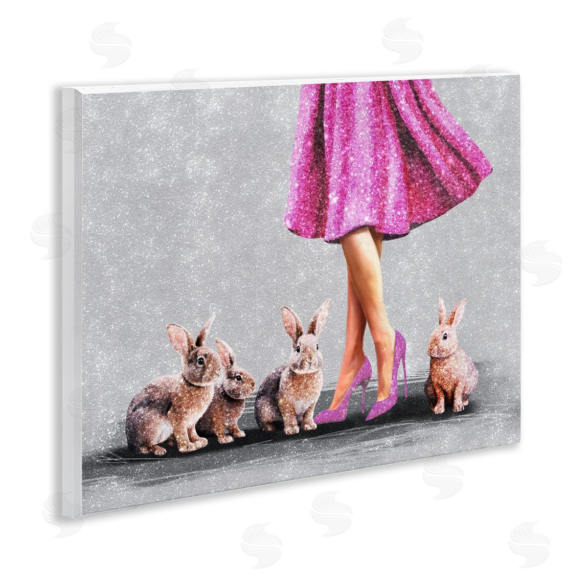 Chic Woman with Rabbits Wood Plaque Wall Art, Home Decor by Svetlana Aleynikova