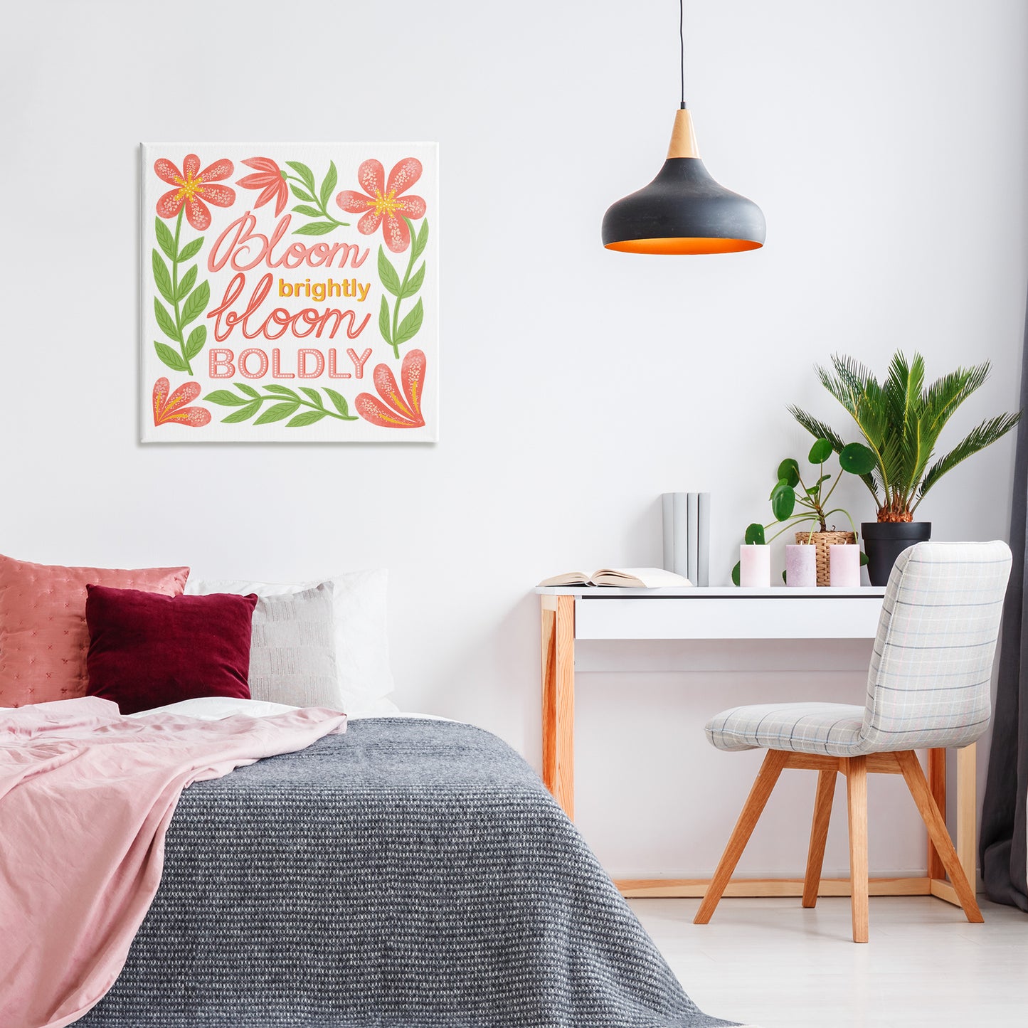 Bloom Brightly Flower Border Canvas Wall Art in Room, Home Decor by Martina Pavlova