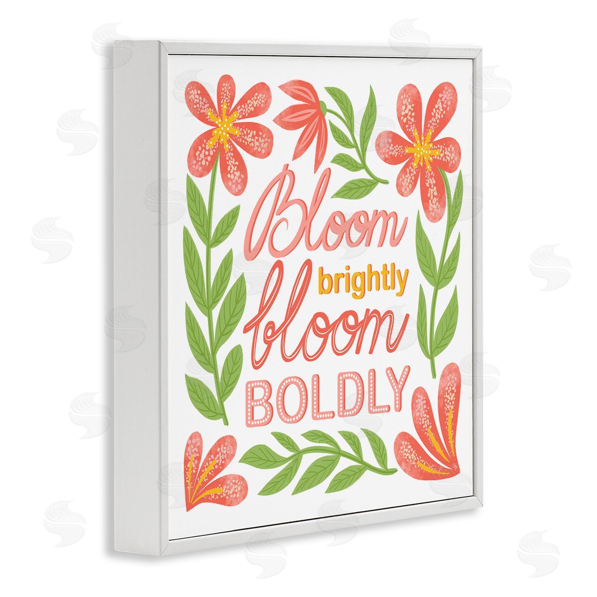 Bloom Brightly Flower Border White Frame Print Wall Art, Home Decor by Martina Pavlova