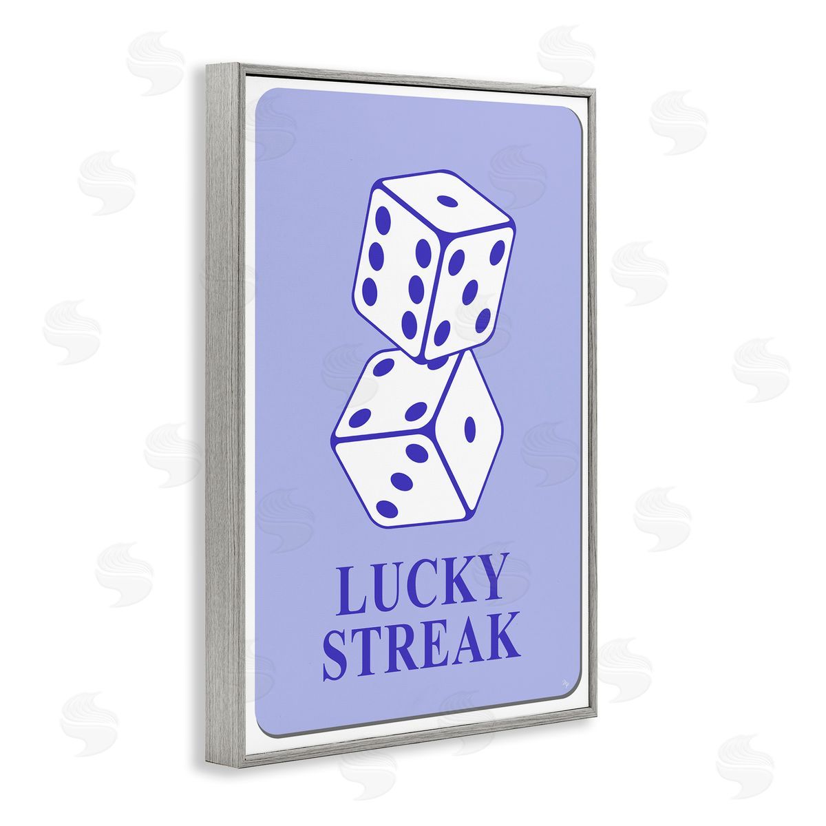 Blue Lucky Streak Dice Grey Frame Print Wall Art, Home Decor by Martina Pavlova