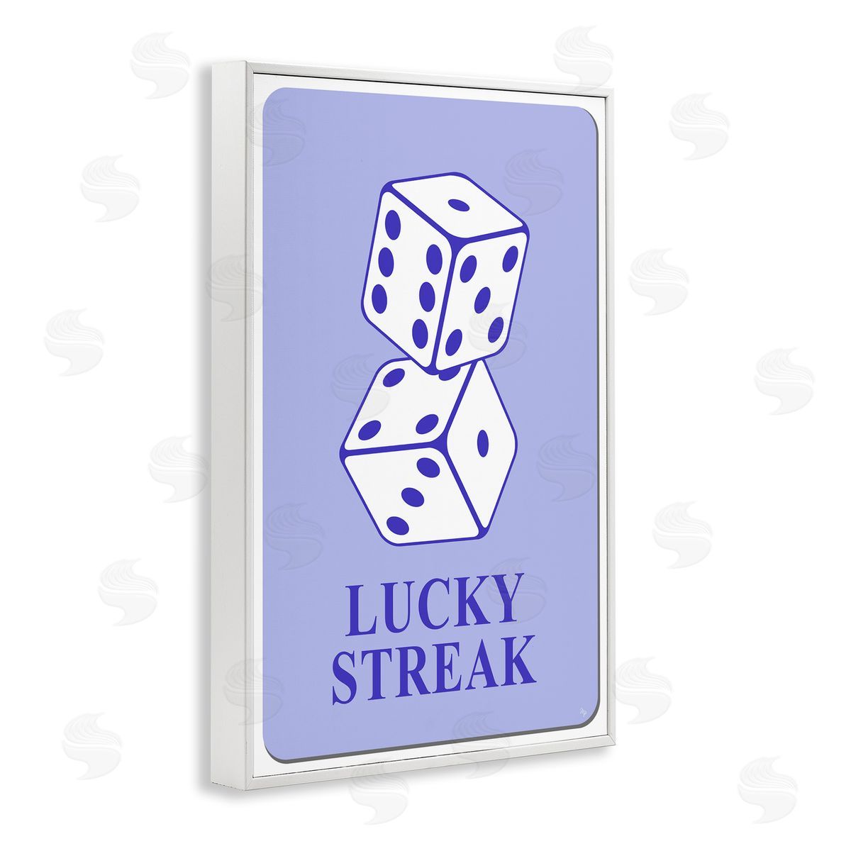 Blue Lucky Streak Dice White Frame Print Wall Art, Home Decor by Martina Pavlova