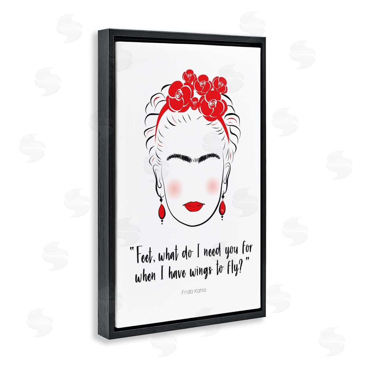 Wings To Fly Quote Black Floating Frame Canvas Wall Art, Home Decor by Martina Pavlova