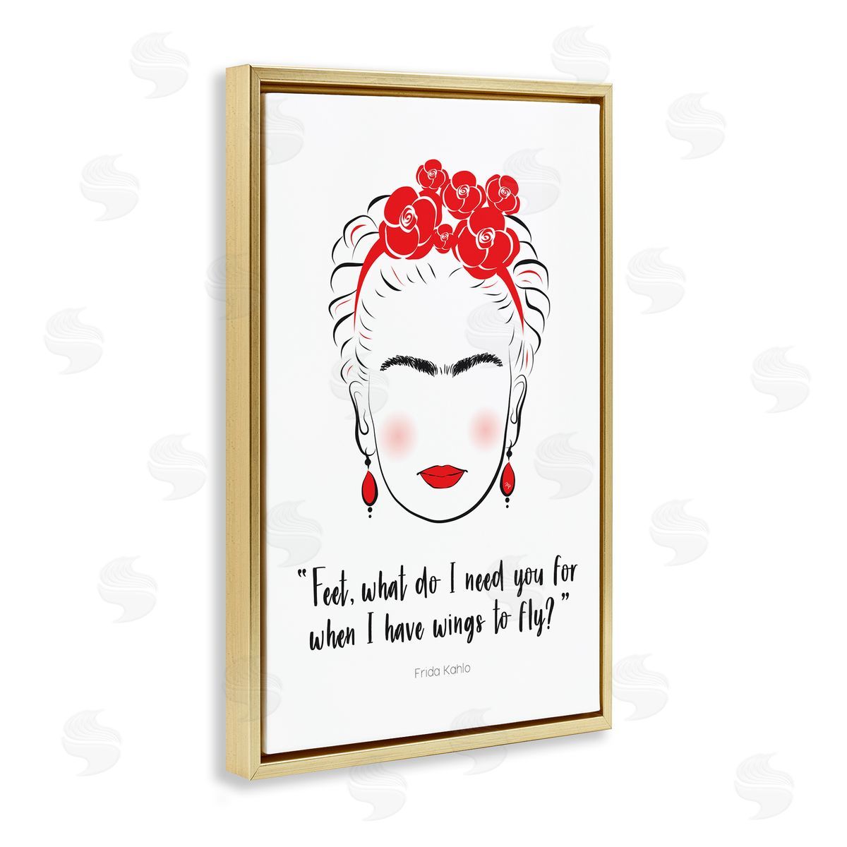 Wings To Fly Quote Gold Floating Frame Canvas Wall Art, Home Decor by Martina Pavlova