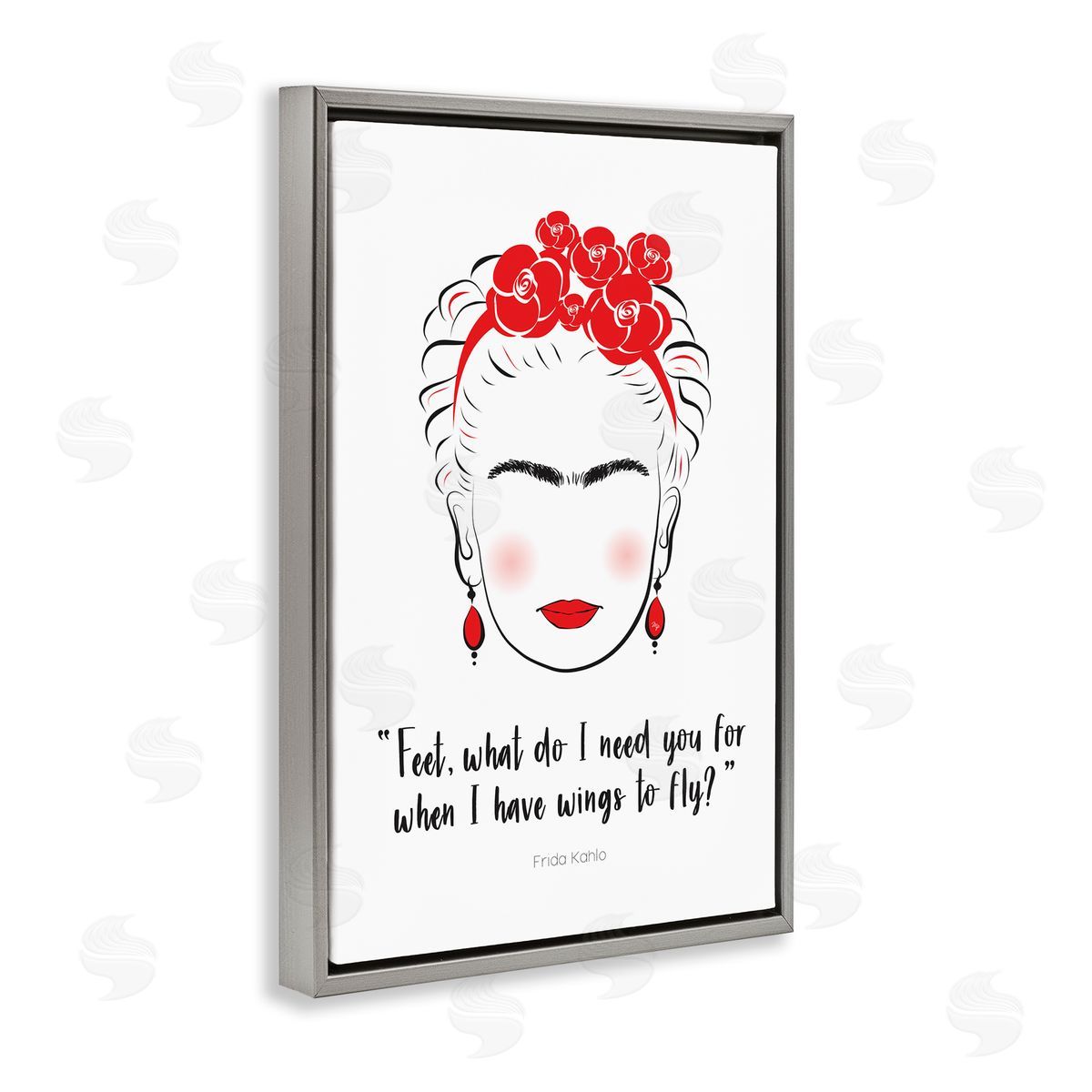 Wings To Fly Quote Grey Floating Frame Canvas Wall Art, Home Decor by Martina Pavlova