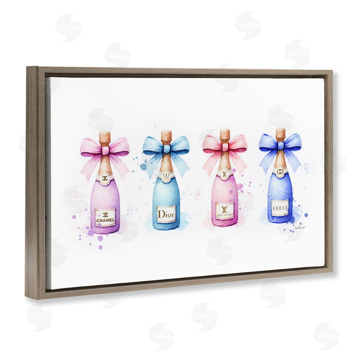 Pastel Glam Champagnes Brown Floating Frame Canvas Wall Art, Home Decor by Amanda Greenwood