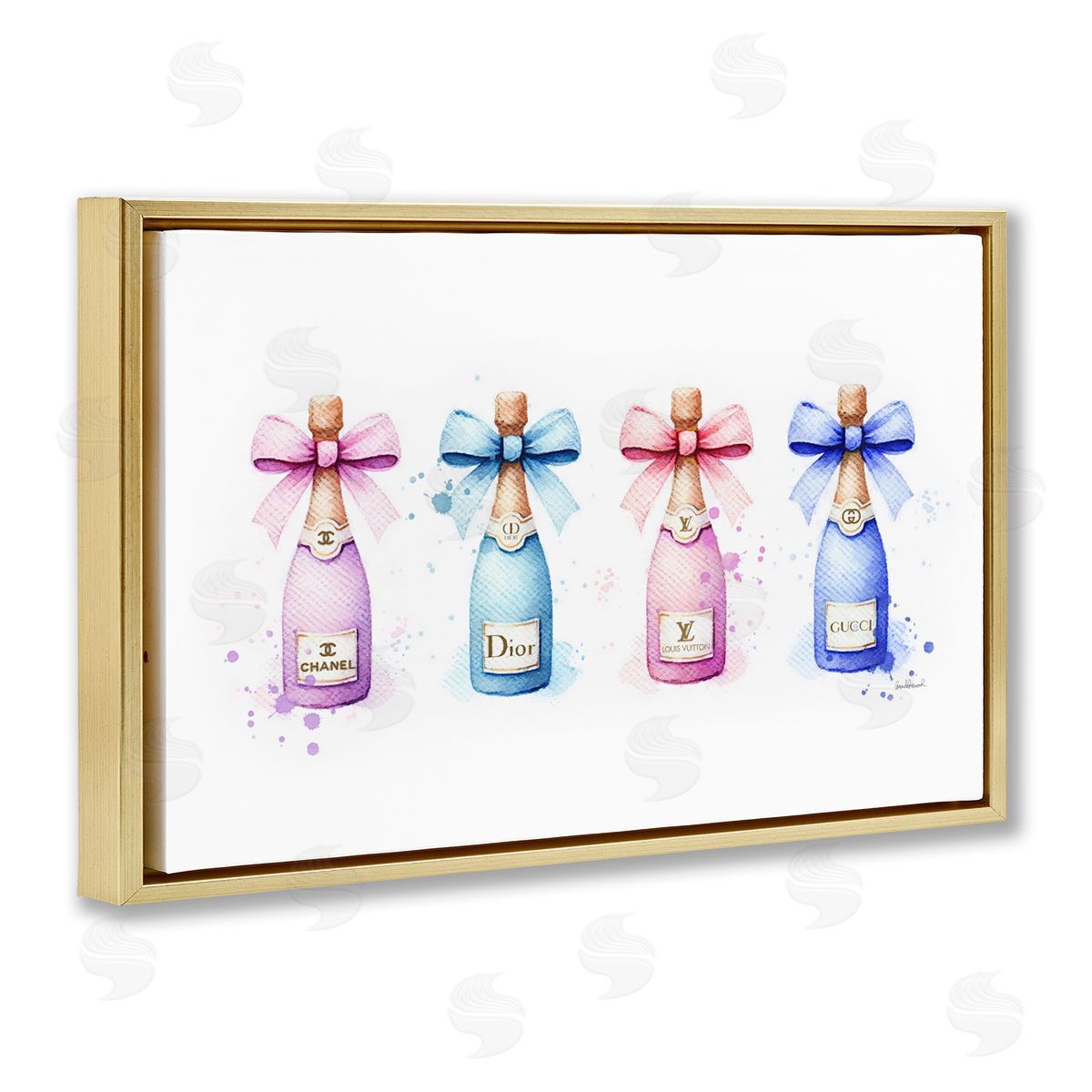 Pastel Glam Champagnes Gold Floating Frame Canvas Wall Art, Home Decor by Amanda Greenwood