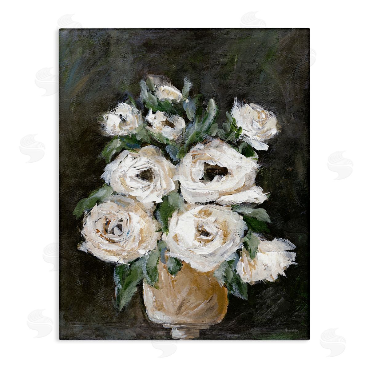 Roses on Black Still Life Canvas Wall Art, Home Decor by Amanda Hilburn
