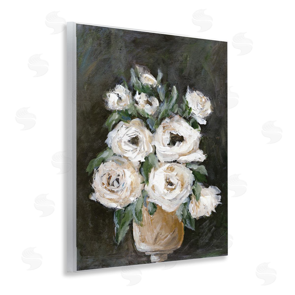 Roses on Black Still Life Wood Plaque Wall Art, Home Decor by Amanda Hilburn
