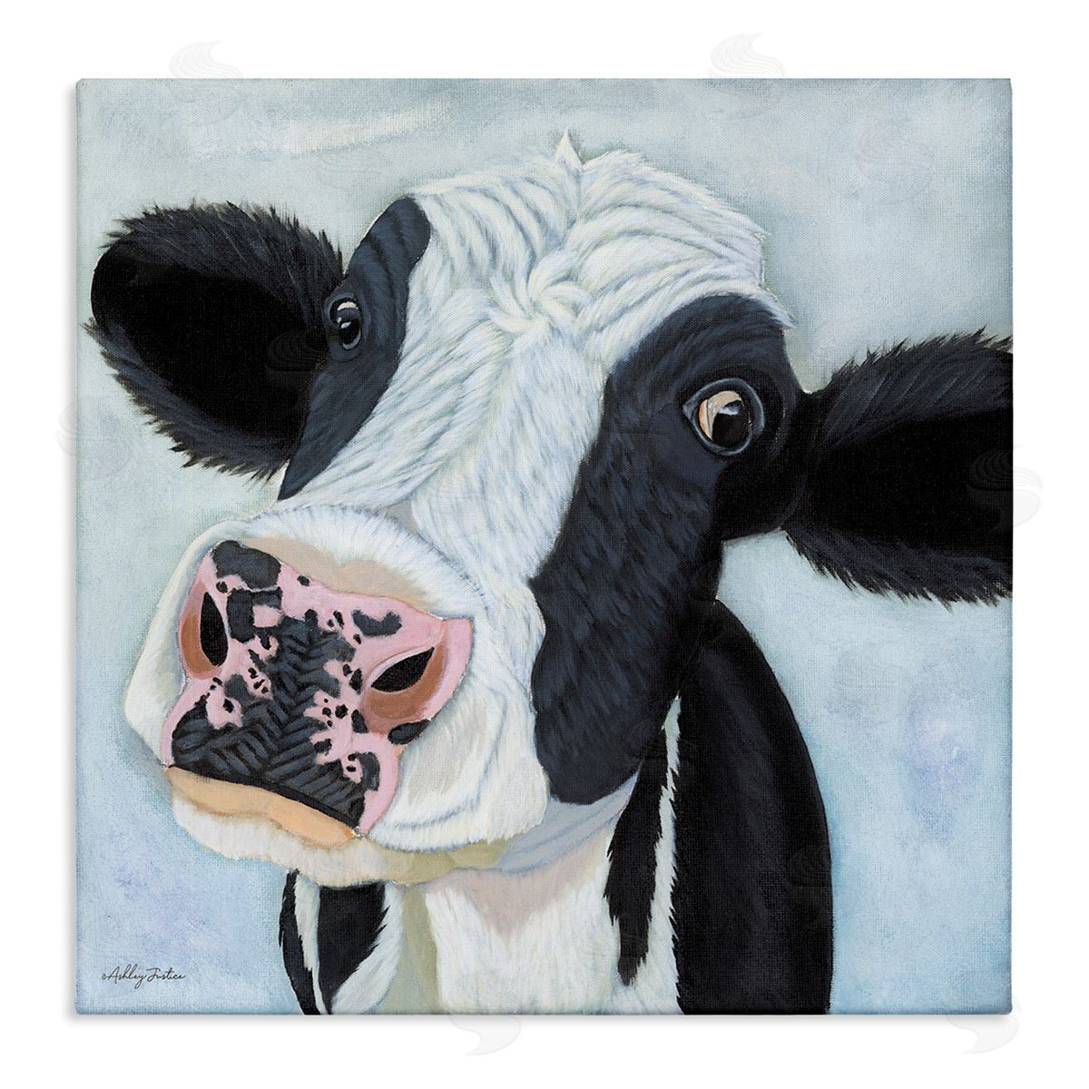 Funny Cow Gaze Canvas Wall Art, Home Decor by Ashley Justice