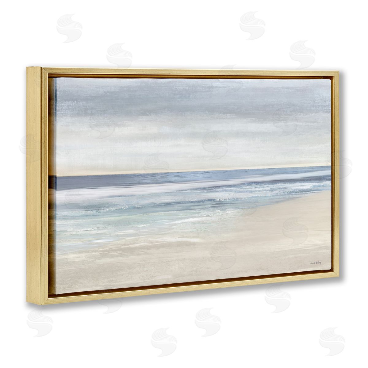 Subtle Beach Ombre Gold Floating Frame Canvas Wall Art, Home Decor by Amber Sterling
