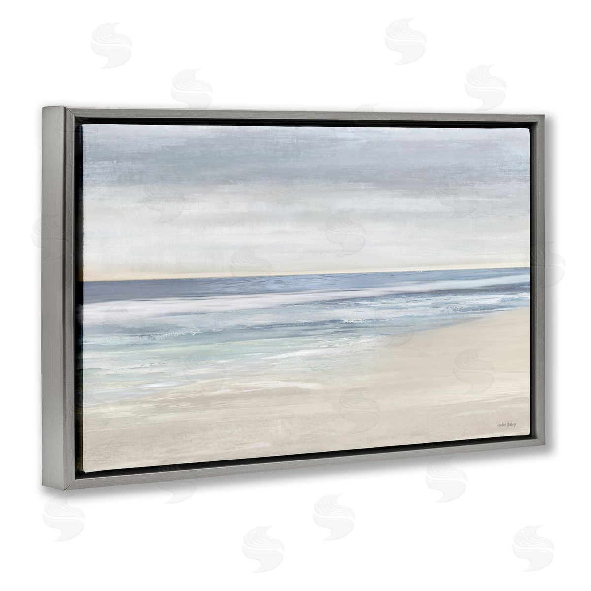 Subtle Beach Ombre Grey Floating Frame Canvas Wall Art, Home Decor by Amber Sterling
