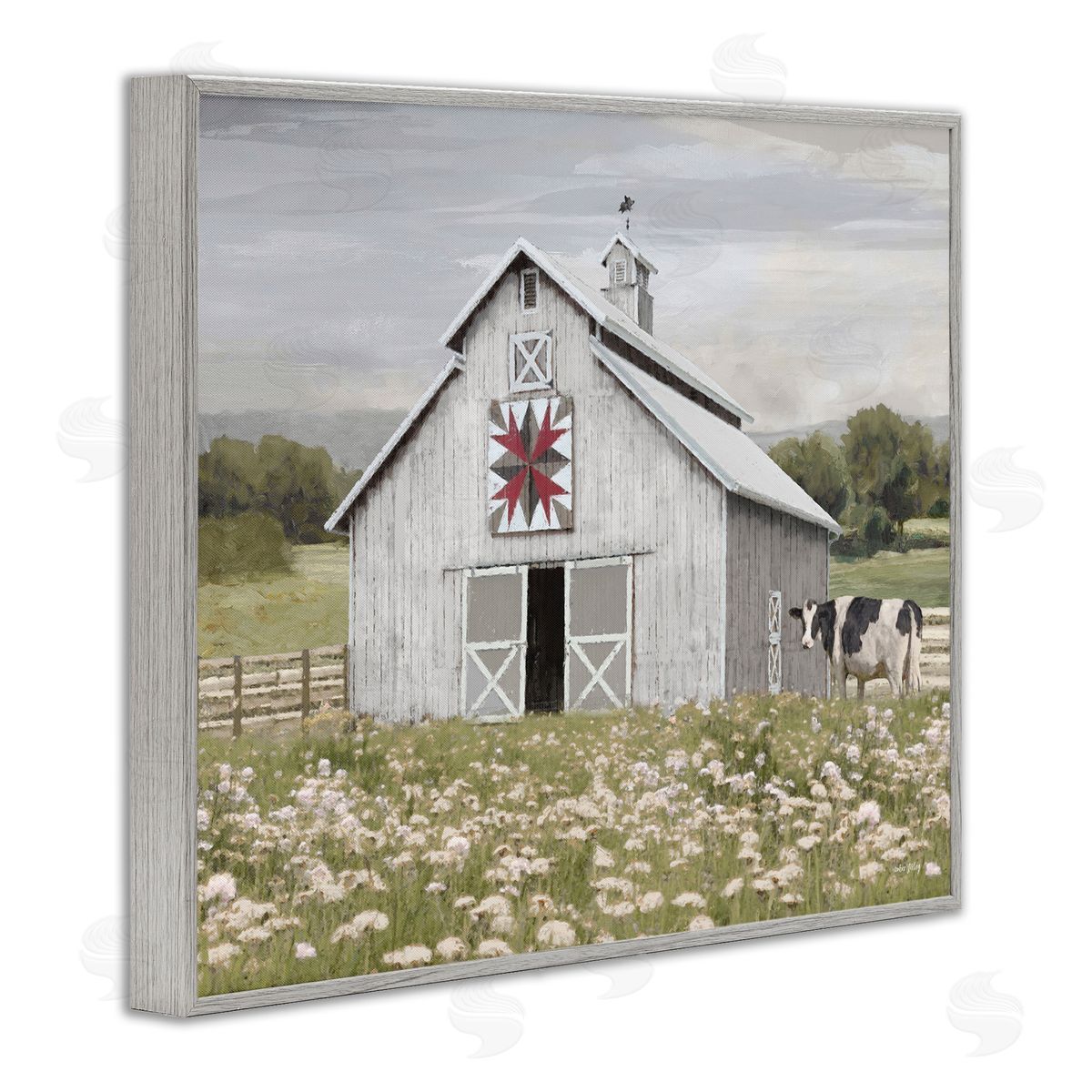 Rustic Barn Meadow Grey Frame Print Wall Art, Home Decor by Amber Sterling