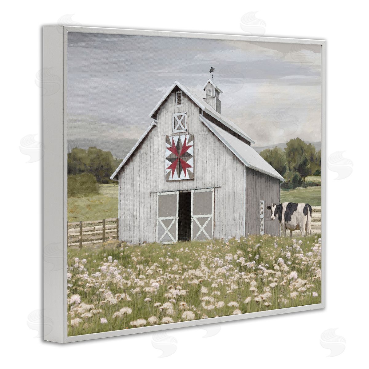 Rustic Barn Meadow White Frame Print Wall Art, Home Decor by Amber Sterling