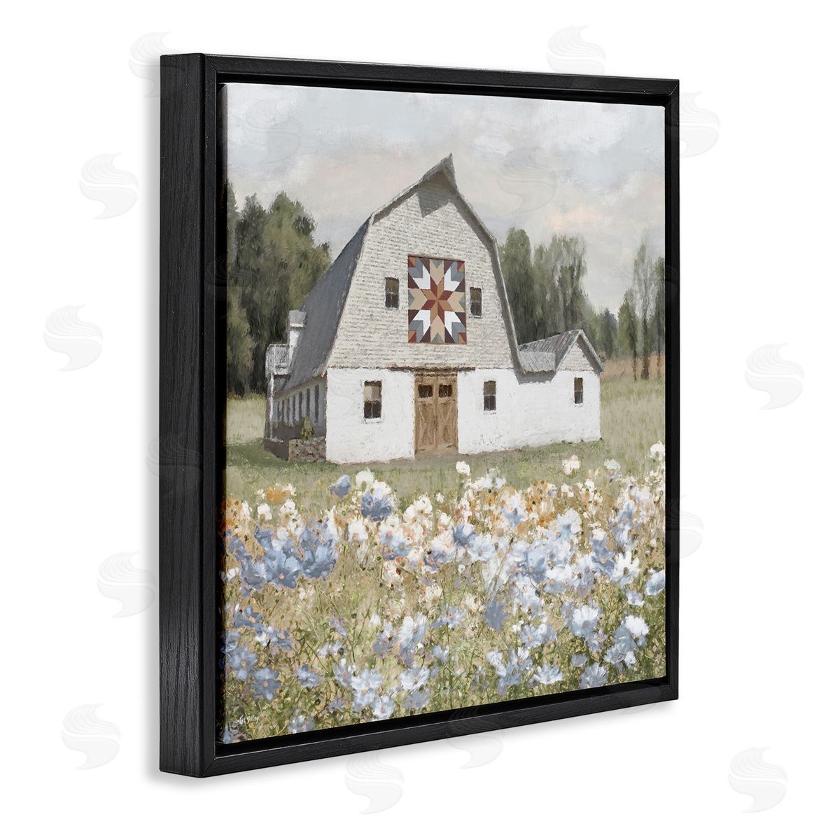 Meadow View & Barn Black Floating Frame Canvas Wall Art, Home Decor by Amber Sterling