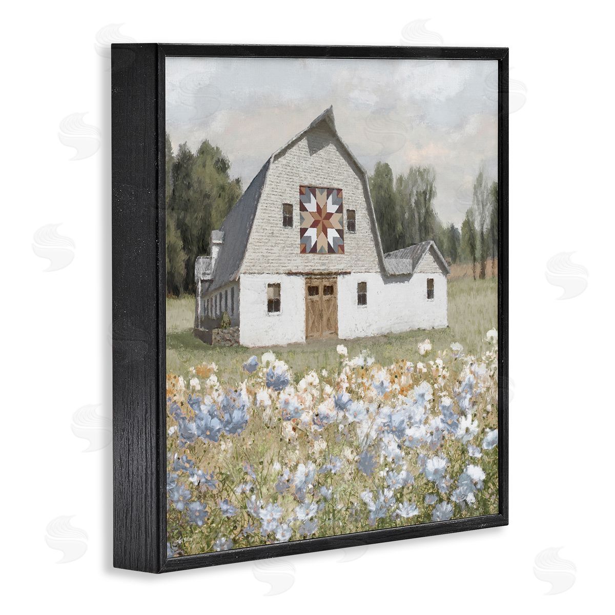 Meadow View & Barn Black Frame Print Wall Art, Home Decor by Amber Sterling