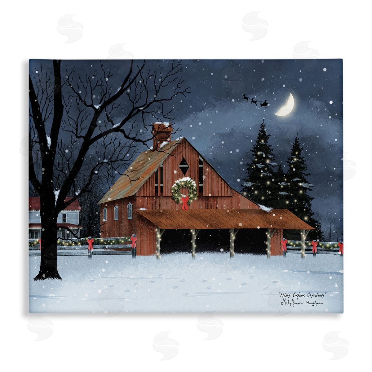 Night Before Christmas Barn Canvas Wall Art, Home Decor by Billy Jacobs