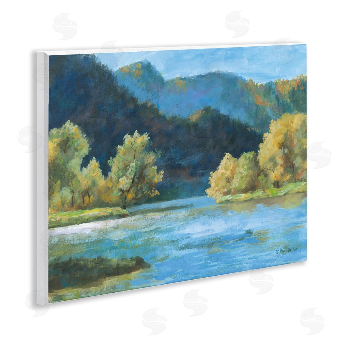 Blue Hued Mountains Wood Plaque Wall Art, Home Decor by Pam Britton