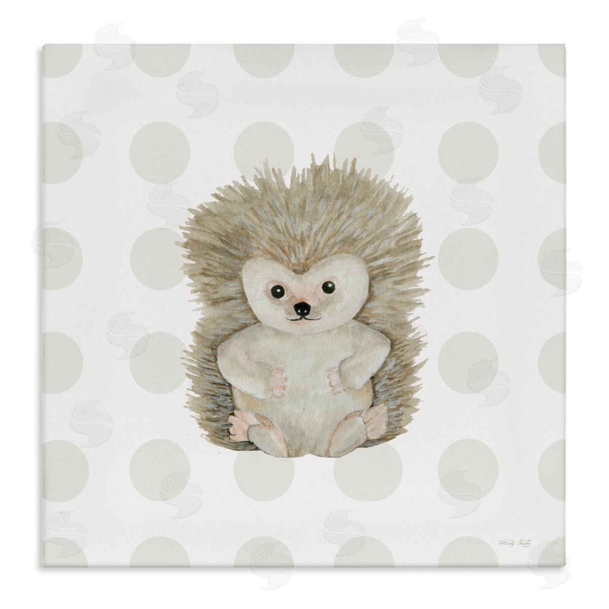 Hedgehog on Dots Canvas Wall Art, Home Decor by Cindy Jacobs