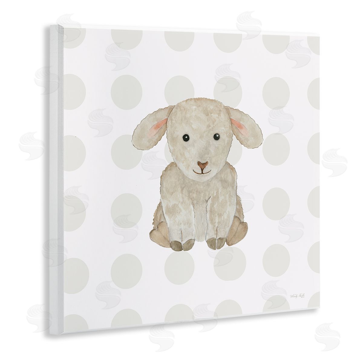 Nursery Lamb on Dots Wood Plaque Wall Art, Home Decor by Cindy Jacobs