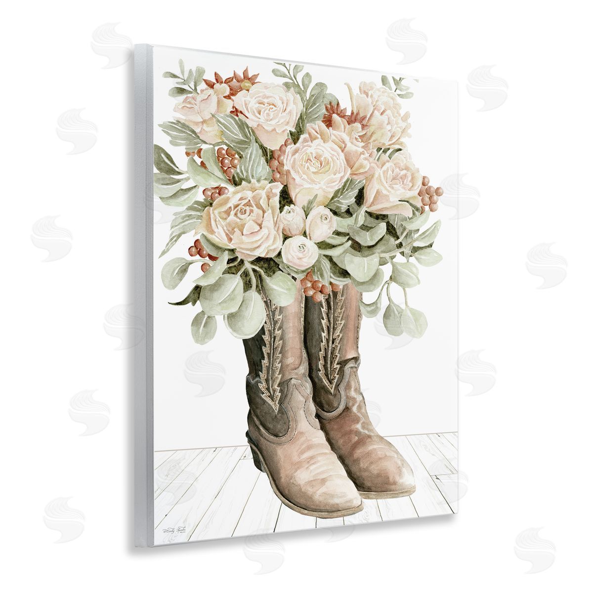 Chic Bouquet Boots Wood Plaque Wall Art, Home Decor by Cindy Jacobs
