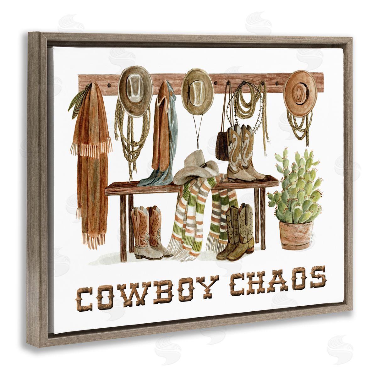 Cowboy Chaos Accessories Brown Floating Frame Canvas Wall Art, Home Decor by Cindy Jacobs