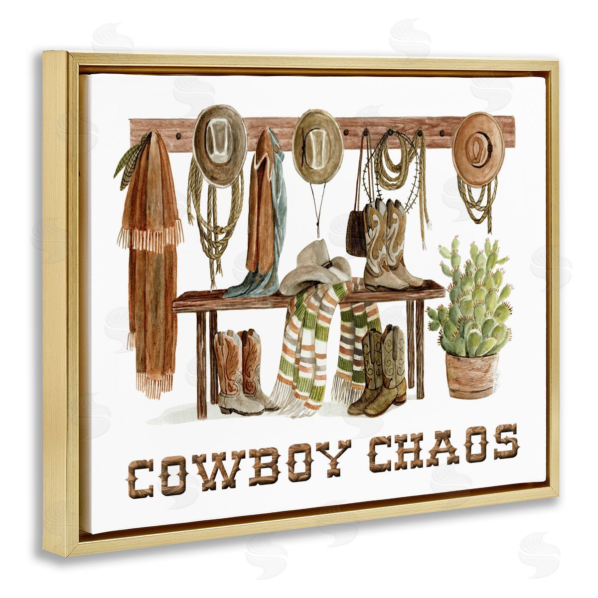 Cowboy Chaos Accessories Gold Floating Frame Canvas Wall Art, Home Decor by Cindy Jacobs