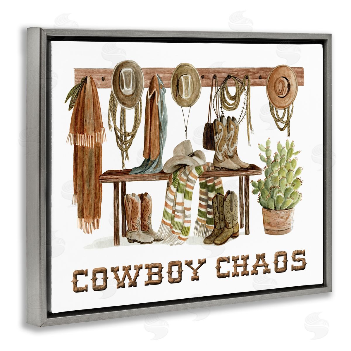 Cowboy Chaos Accessories Grey Floating Frame Canvas Wall Art, Home Decor by Cindy Jacobs
