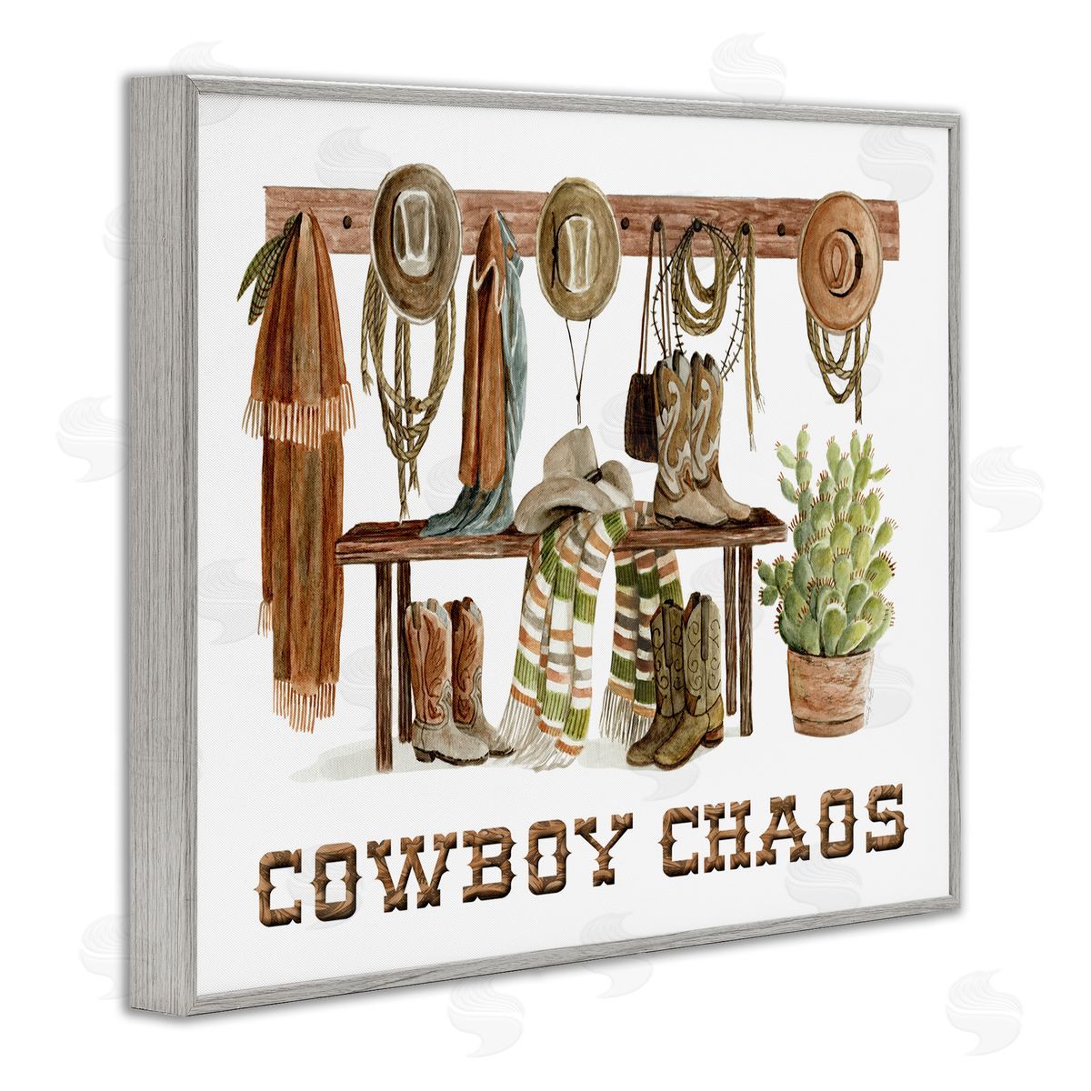 Cowboy Chaos Accessories Grey Frame Print Wall Art, Home Decor by Cindy Jacobs