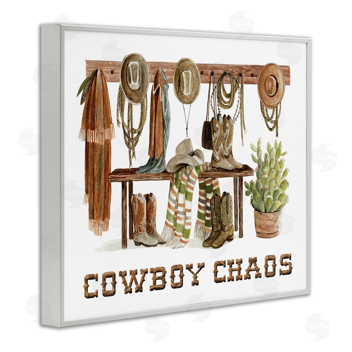 Cowboy Chaos Accessories White Frame Print Wall Art, Home Decor by Cindy Jacobs