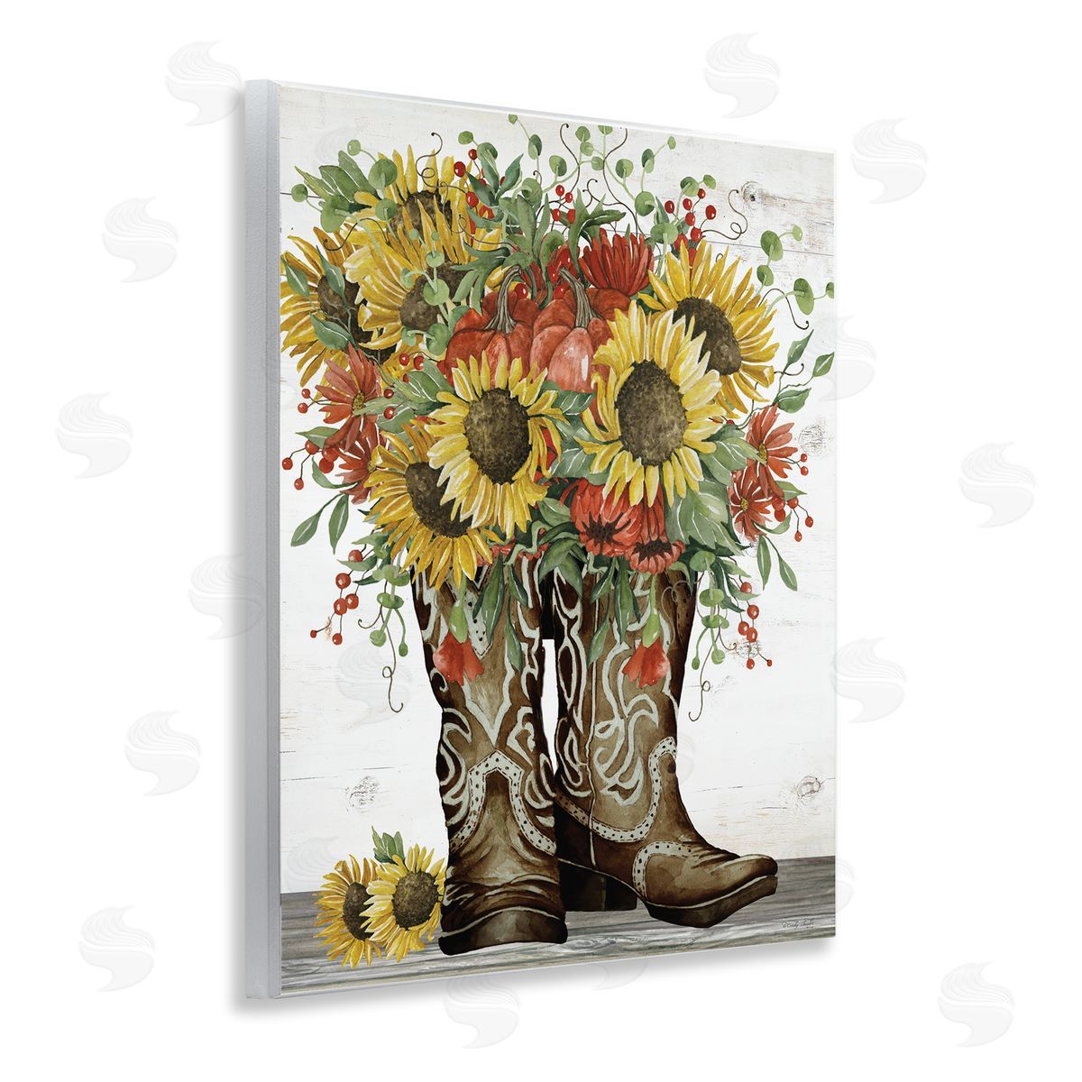 Sunflowers in Western Boots Wood Plaque Wall Art, Home Decor by Cindy Jacobs