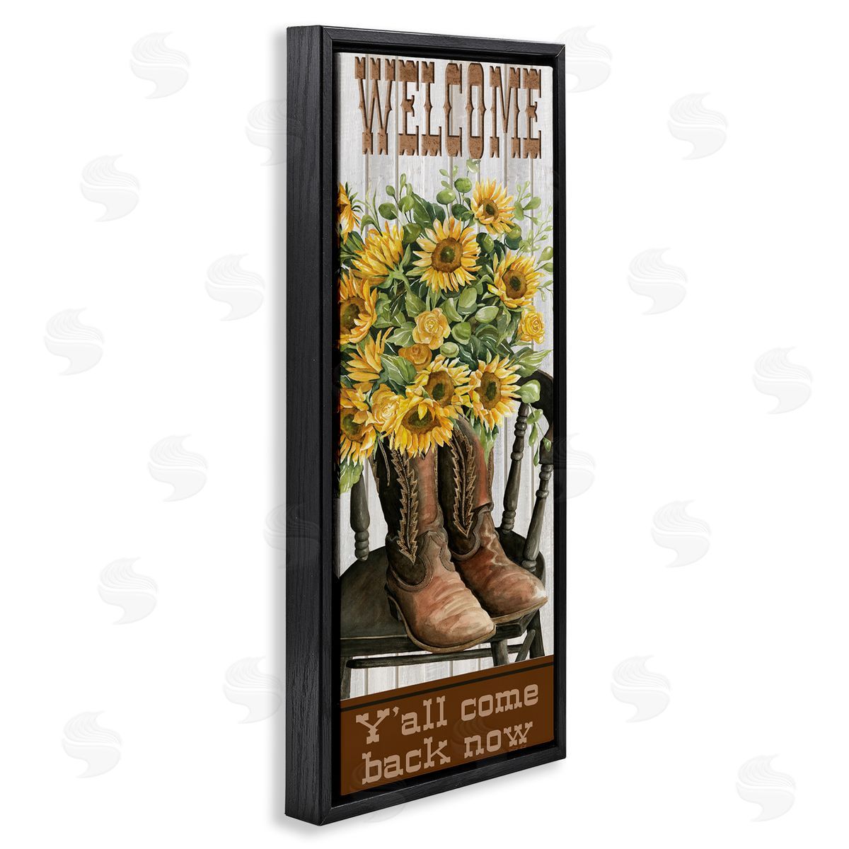 Southern Welcome Phrase Black Floating Frame Canvas Wall Art, Home Decor by Cindy Jacobs