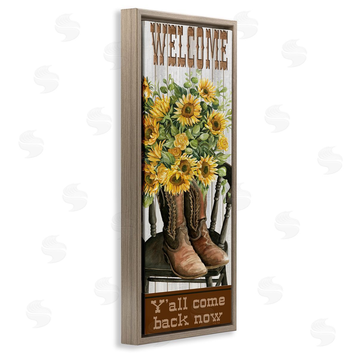 Southern Welcome Phrase Brown Floating Frame Canvas Wall Art, Home Decor by Cindy Jacobs